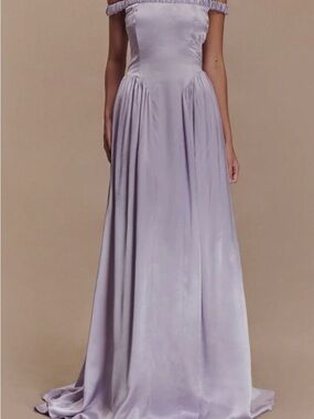 Meshki Coco Lavender Satin Maxi Dress XXS Dropped Waist Corset